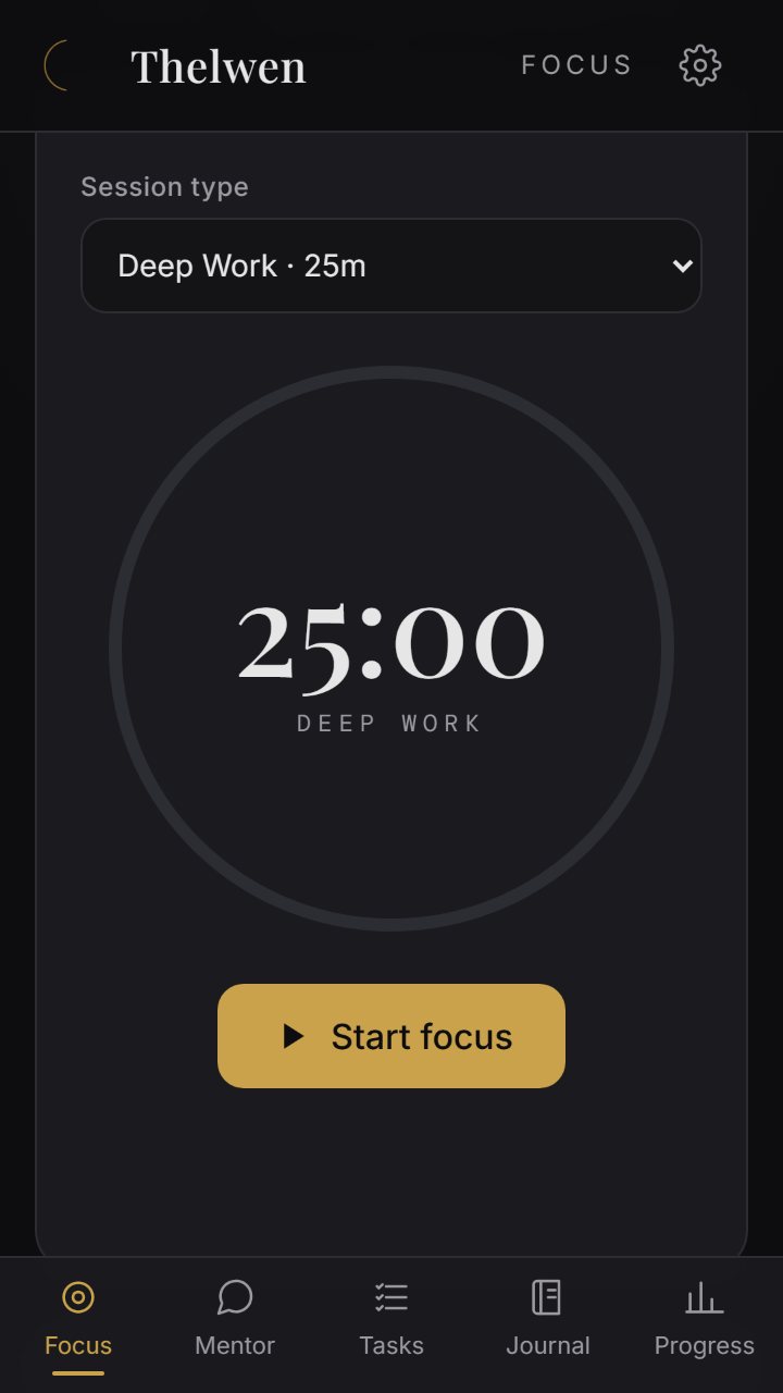 Thelwen's Focus screen.